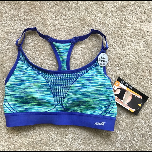 avia zip front sports bra size chart